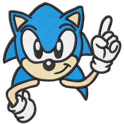 I am Sonic embroidery design preview showing blue hedgehog stitching pattern