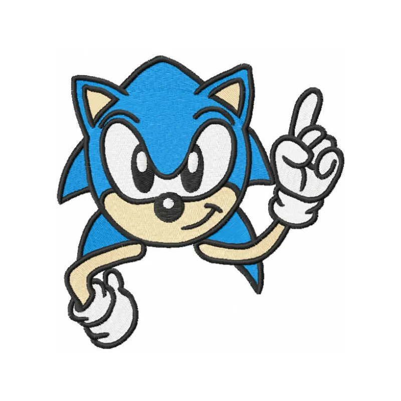 I am Sonic embroidery design preview showing blue hedgehog stitching pattern