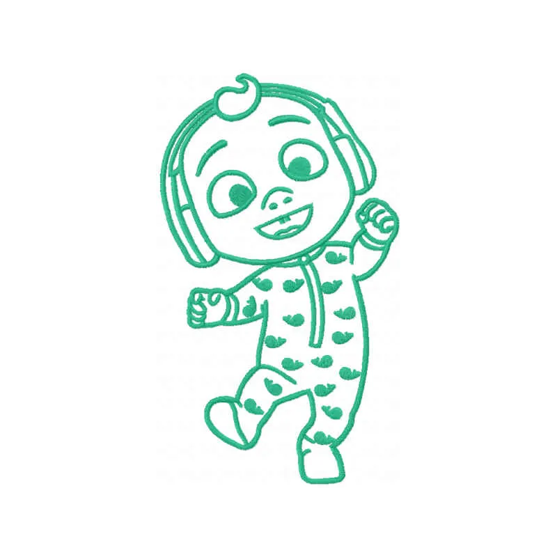 Johnny Cocomelon Single Color Stitching Pattern