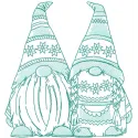 Tattered two dwarves embroidery design preview showing detailed stitching pattern for gnome-themed projects