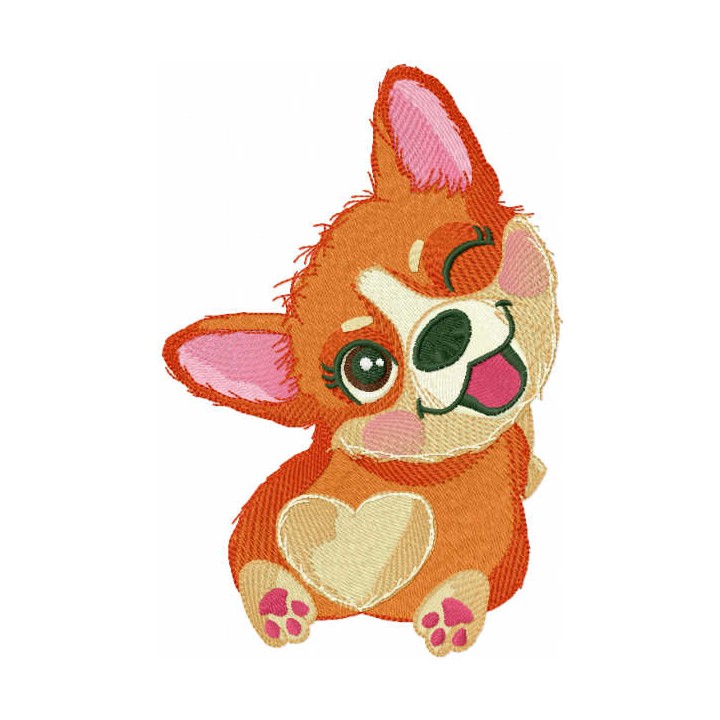 Poke corgi embroidery design - Embroidery Design
