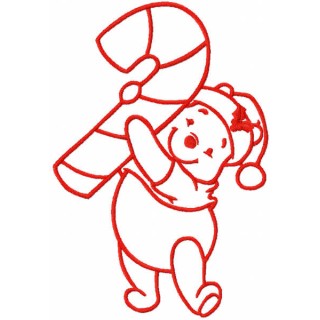 Pooh with candy stick one colored embroidery design - Embroidery Design