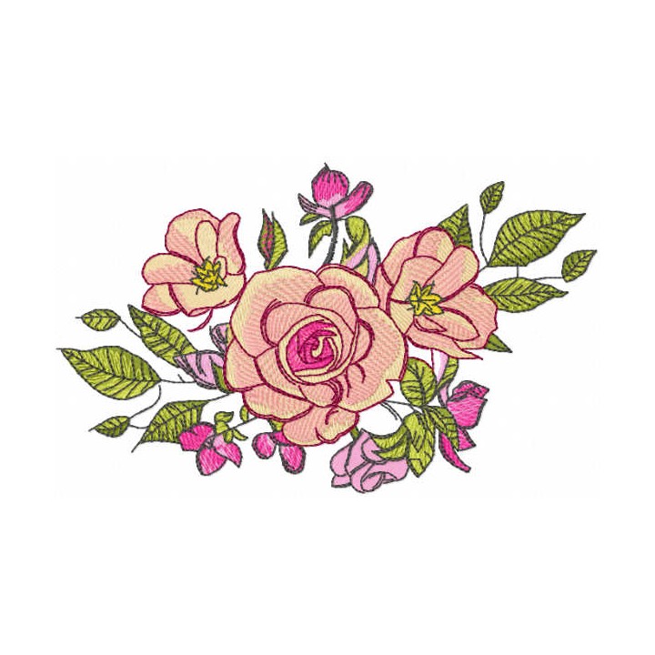 Roses bouquet decor embroidery design - Embroidery Design
