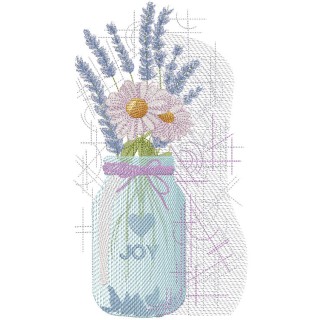 Lavender and chamomile in a jar joy embroidery design - Embroidery Design