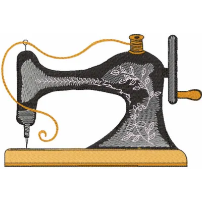 Vintage old sewing machine embroidery design preview showing detailed stitching pattern