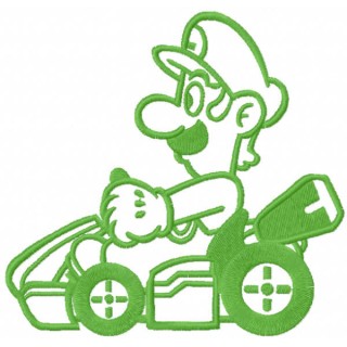 Luigi on the cart one colored embroidery design - Embroidery Design