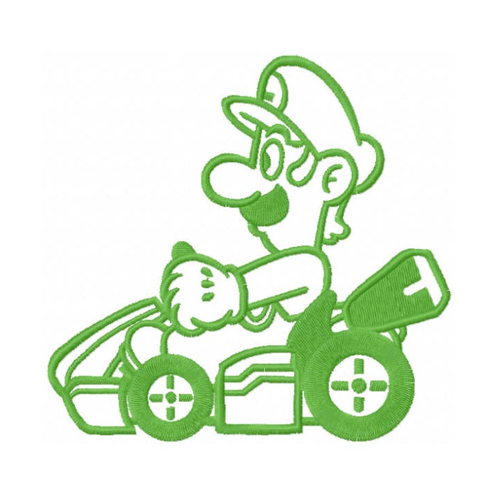 Luigi on the cart one colored embroidery design - Embroidery Design