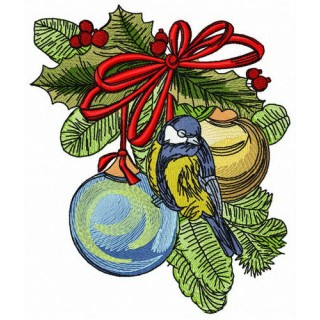Small tit before Xmas embroidery design - Embroidery Design