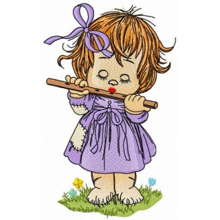 Flute entrancing sounds embroidery design - Embroidery Design