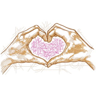 Hands Making Heart embroidery design - Embroidery Design