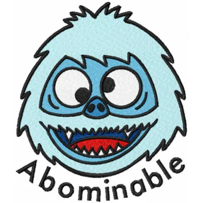 Abominable head embroidery design featuring detailed stitching pattern for embroidery machines