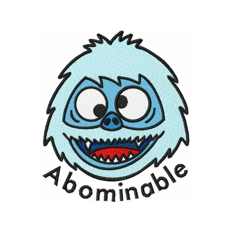 Abominable head embroidery design featuring detailed stitching pattern for embroidery machines