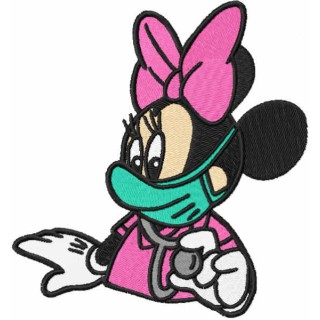 Minnie mouse nurse with stethoscope embroidery design - Embroidery Design