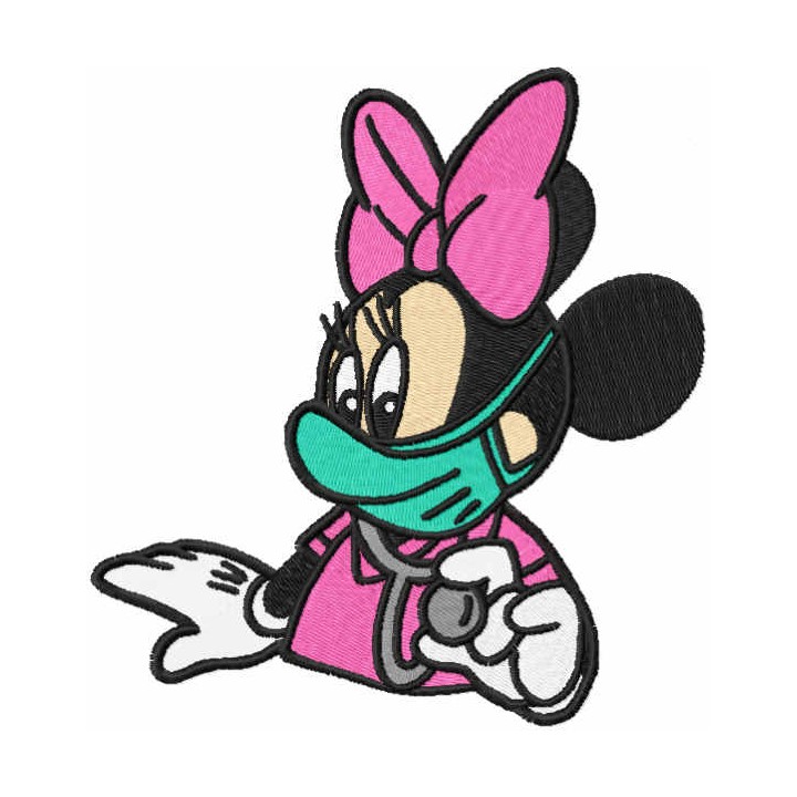 Minnie mouse nurse with stethoscope embroidery design - Embroidery Design