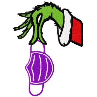Grinch hand with nurse mask embroidery design - Embroidery Design