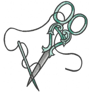 Scissors and needle embroidery design - Embroidery Design