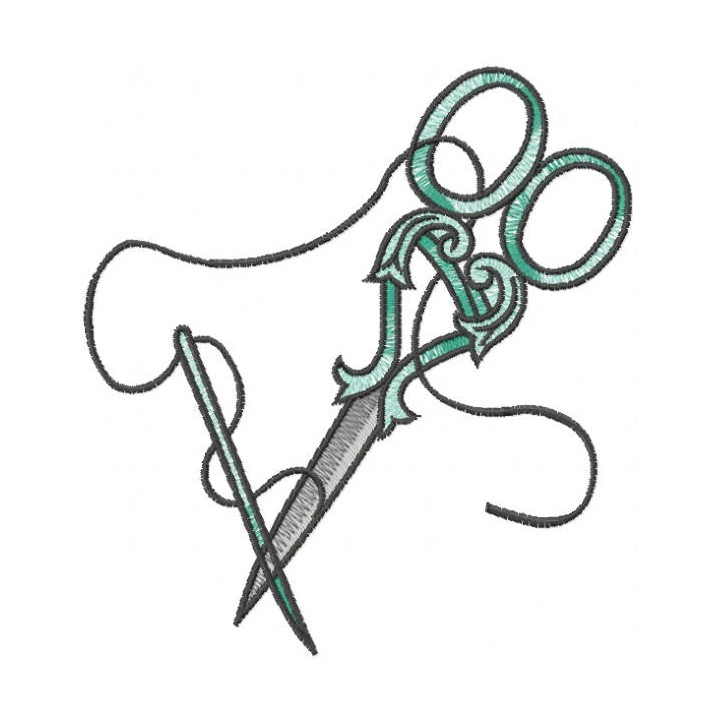 Scissors and needle embroidery design - Embroidery Design