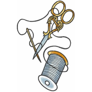 Gold scissor and bobbin embroidery design - Embroidery Design