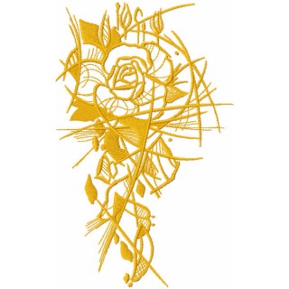 Gold sketch rose embroidery design - Embroidery Design