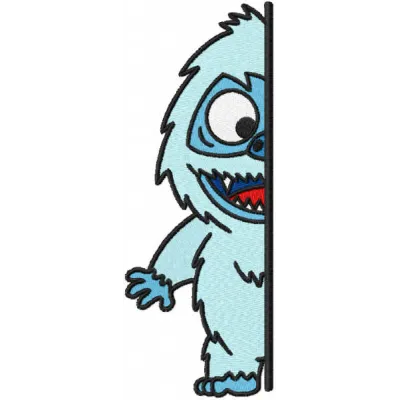 Abominable outside the door embroidery design preview showing monster stitching pattern