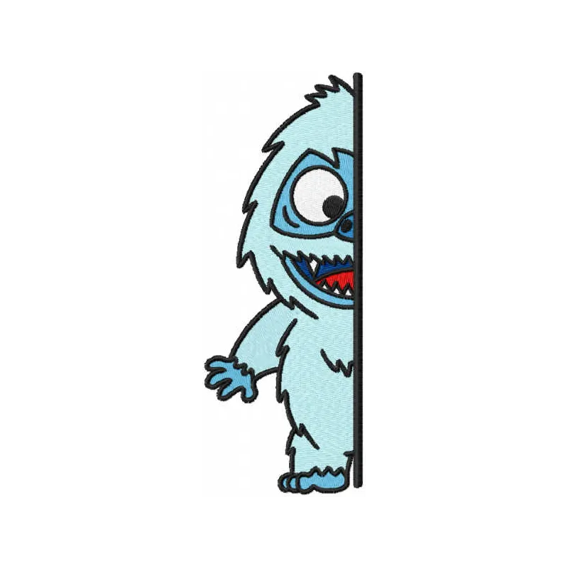 Abominable outside the door embroidery design preview showing monster stitching pattern