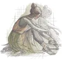 A detailed sketch of a tired ballerina, showcasing intricate embroidery design elements.