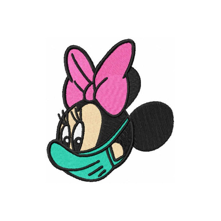 Minnie mouse with nurse mask embroidery design - Embroidery Design
