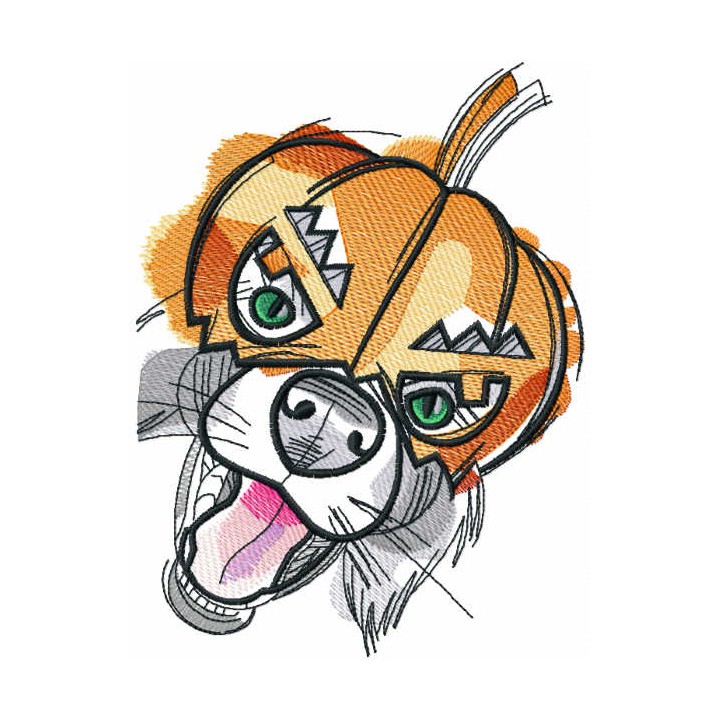 Pumpkin Dog embroidery design - Embroidery Design