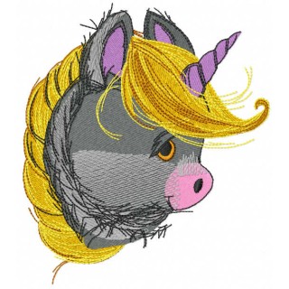 Cute baby unicorn head embroidery design - Embroidery Design