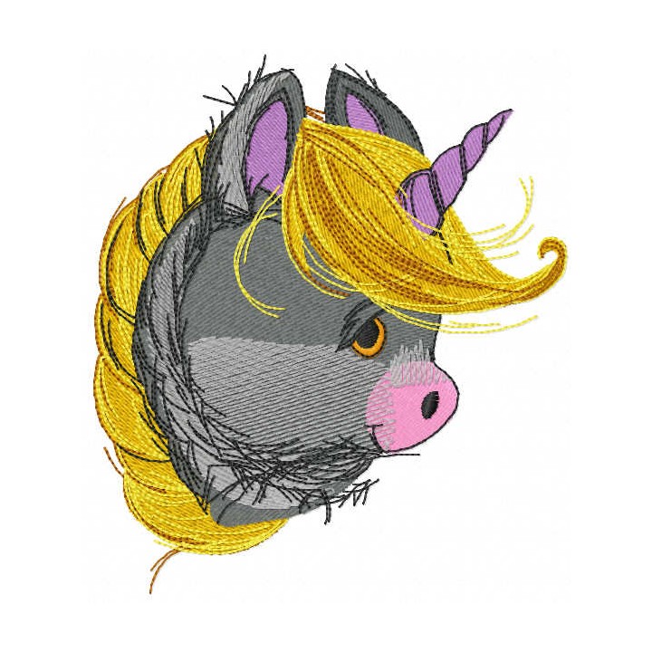 Cute baby unicorn head embroidery design - Embroidery Design