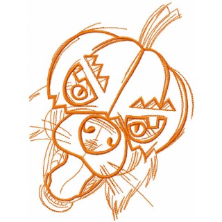 Pumpkin dog one colored embroidery design - Embroidery Design