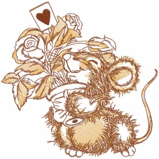 Happy romantic mouse embroidery design - Embroidery Design