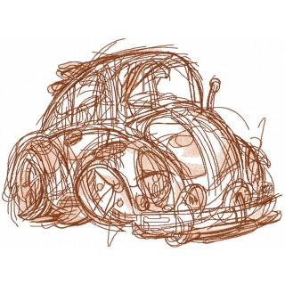 Sketch of beetle car embroidery design - Embroidery Design