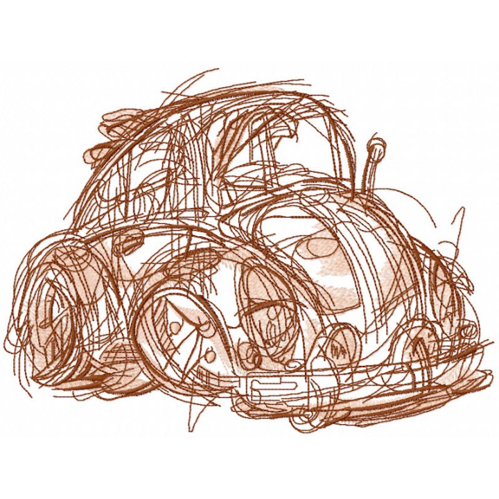 Sketch of beetle car embroidery design - Embroidery Design