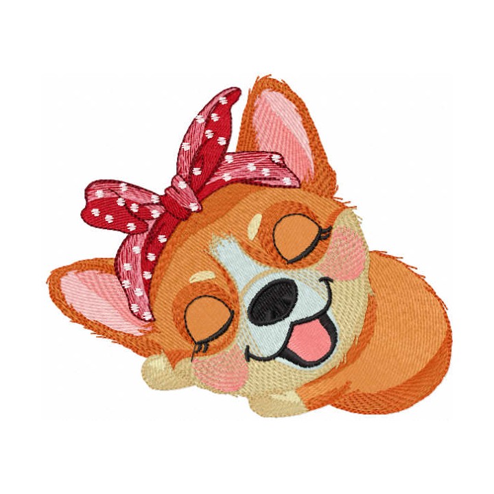 Sleeping cute corgi embroidery design - Embroidery Design
