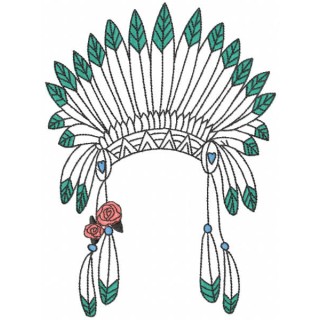 Girls warbonnet embroidery design - Embroidery Design
