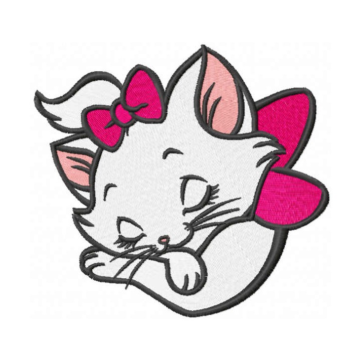 Sleeping cute Marie embroidery design - Embroidery Design