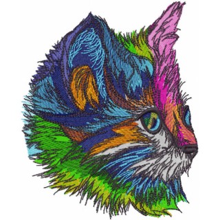 Rainbow kitten muzzle embroidery design - Embroidery Design