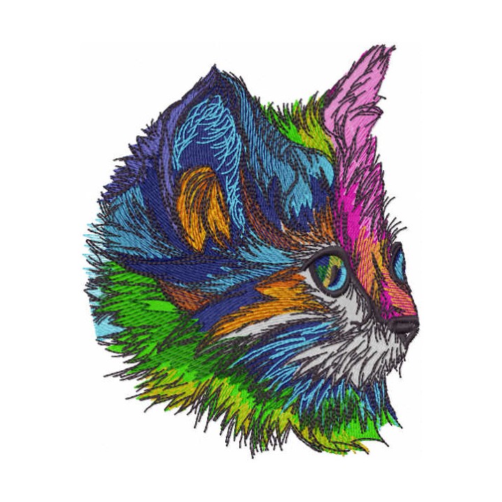 Rainbow kitten muzzle embroidery design - Embroidery Design
