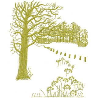 Autumn forest and field embroidery design - Embroidery Design