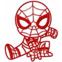 Red Spider Boy embroidery design preview showing detailed stitching pattern