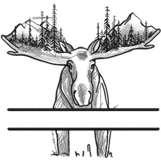 Moose monogram embroidery design - Embroidery Design