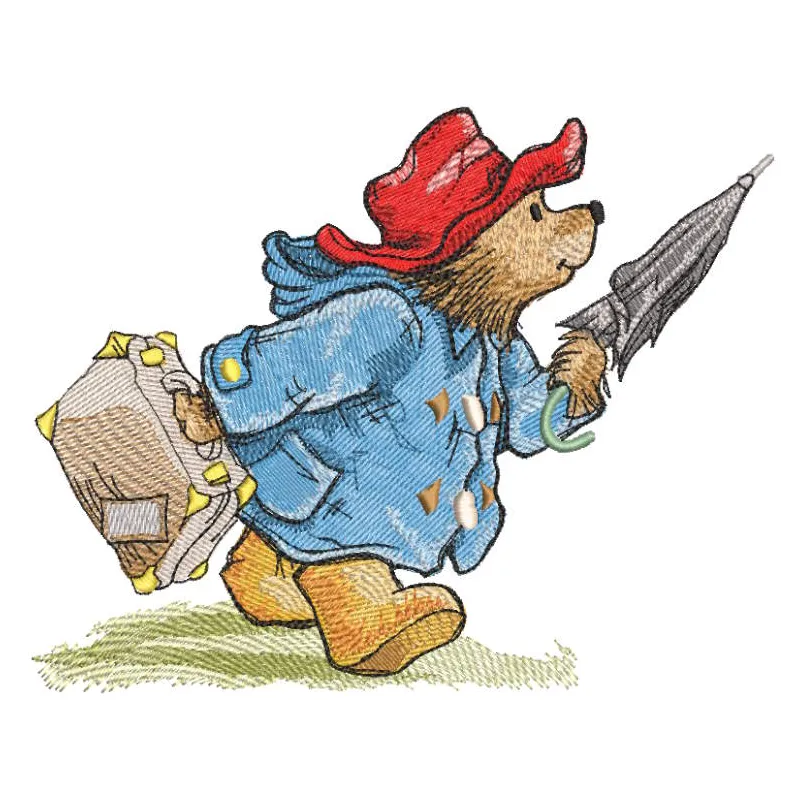 In a hurry vintage Bear embroidery design featuring a cute teddy bear with intricate stitching details.