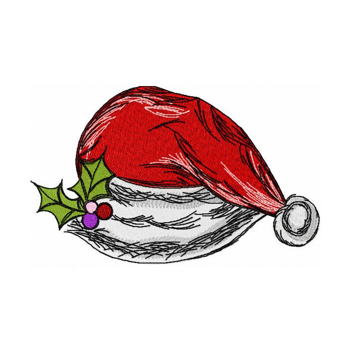 Christmas red hat embroidery design - Embroidery Design