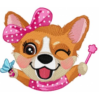 Corgi party time embroidery design - Embroidery Design