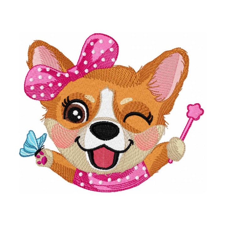 Corgi party time embroidery design - Embroidery Design