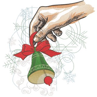 Christmas bell in hand embroidery design - Embroidery Design