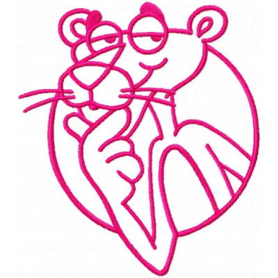 Pink Panther one colored embroidery design - Embroidery Design