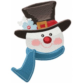 Snowman in top hat embroidery design - Embroidery Design