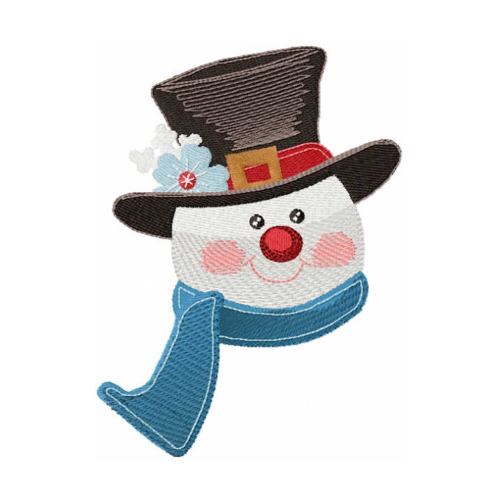Snowman in top hat embroidery design - Embroidery Design